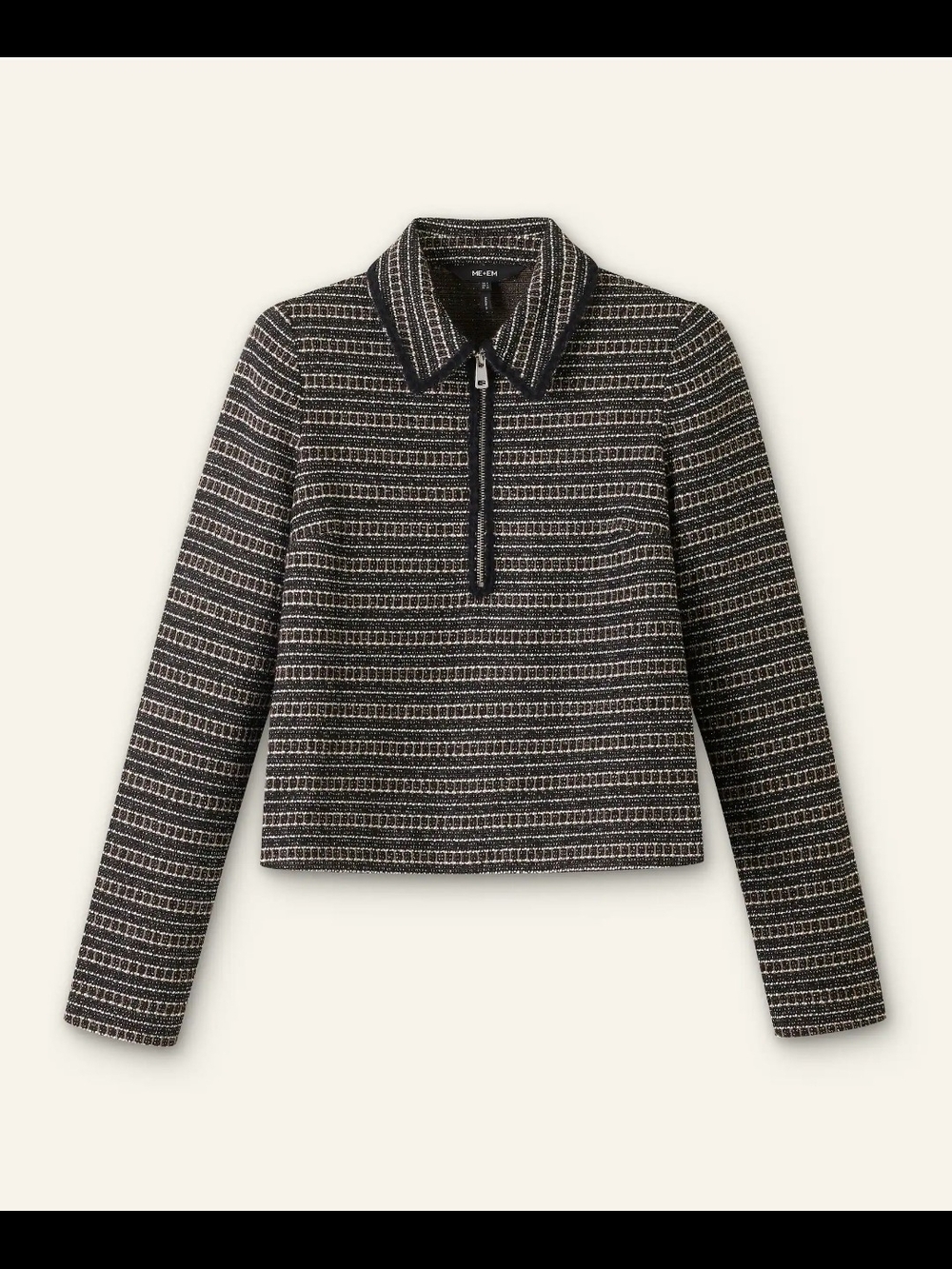 ME+EM  NWT Tweed Jersey Black Multi Top, Current Style